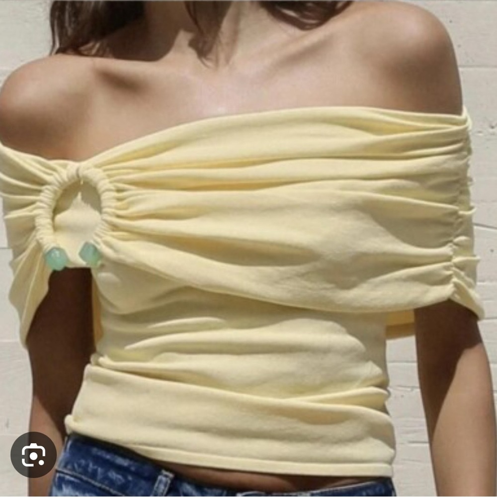 Light Yellow Off-Shoulder Blouse